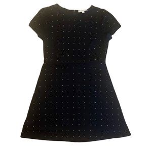 LOFT Black cap sleeve dress with gold studs, size 12
